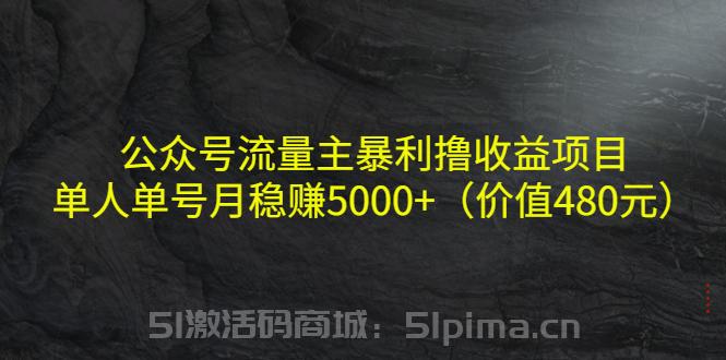 公眾號(hào)流量主暴利擼收益項(xiàng)目，單人單號(hào)月穩(wěn)賺5000+（價(jià)值480元）[高端精品]51激活碼商城